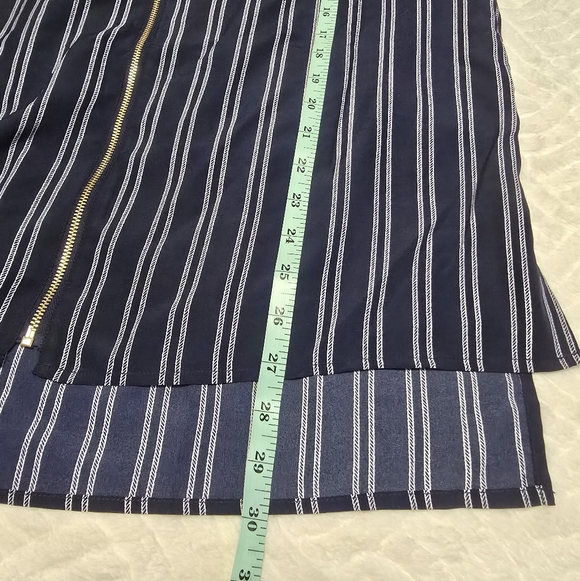 Michael Kors Moria Striped Zip Top. Navy White. Size L - Picture 5 of 10